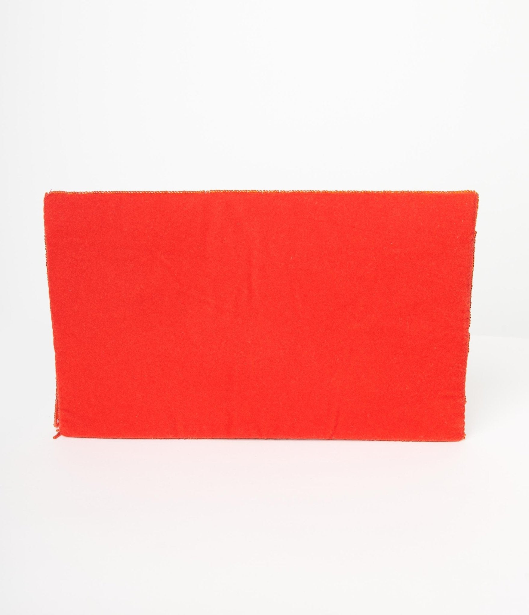 Red Beaded Fringe Envelope Clutch - Unique Vintage - Womens, ACCESSORIES, HANDBAGS