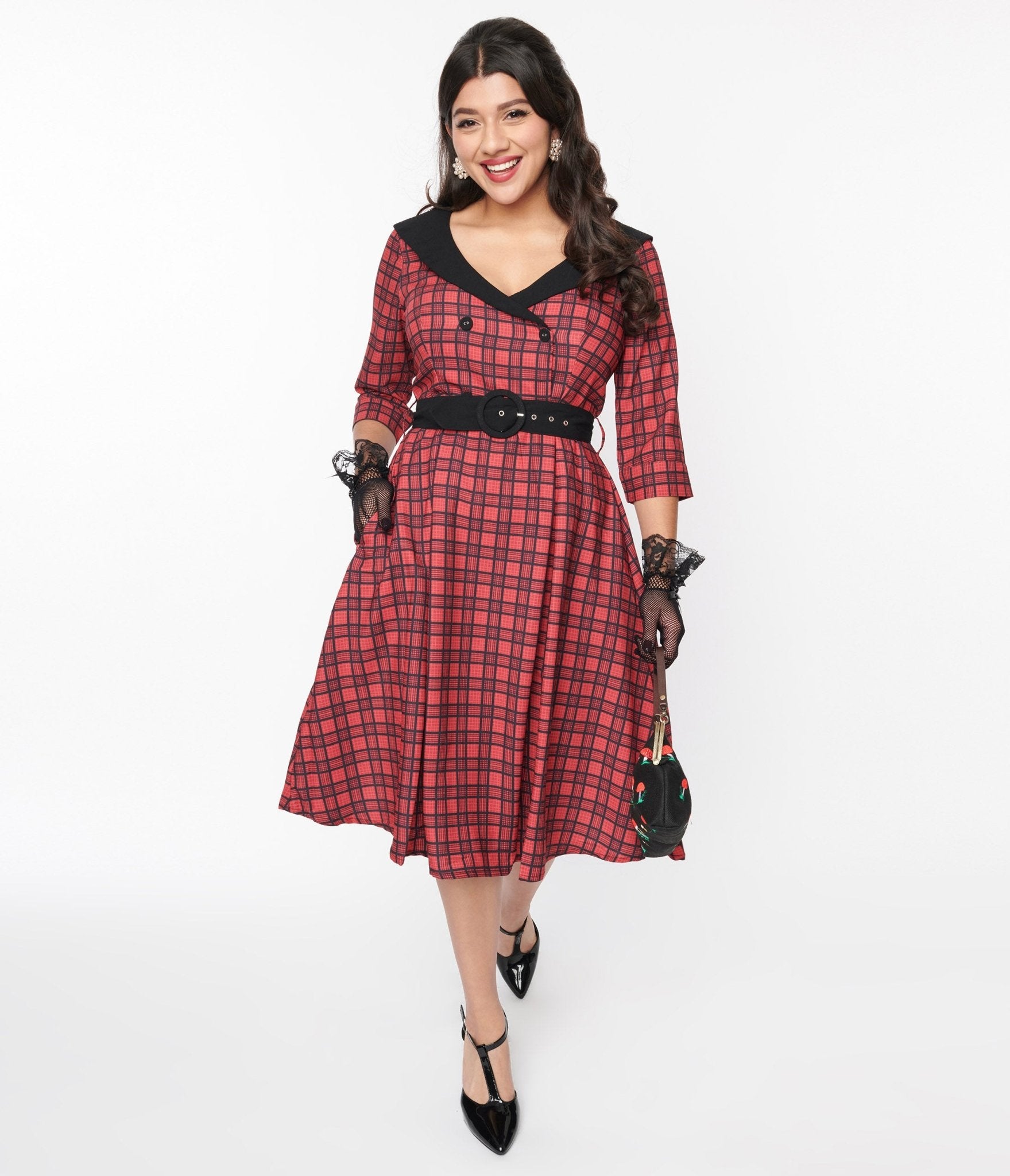 Red & Black Plaid Rakeel Swing Dress - Unique Vintage - Womens, DRESSES, SWING