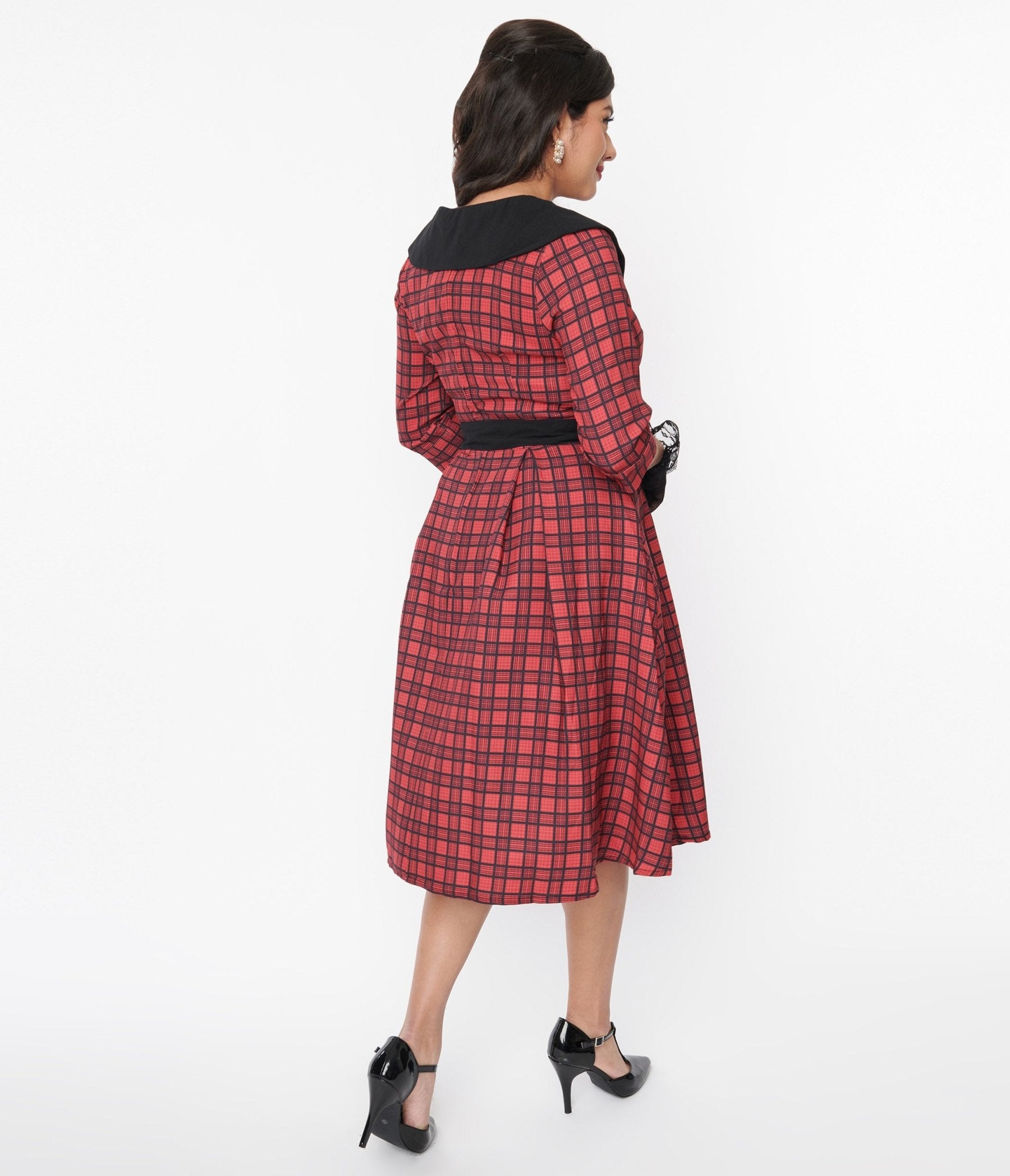 Red & Black Plaid Rakeel Swing Dress - Unique Vintage - Womens, DRESSES, SWING