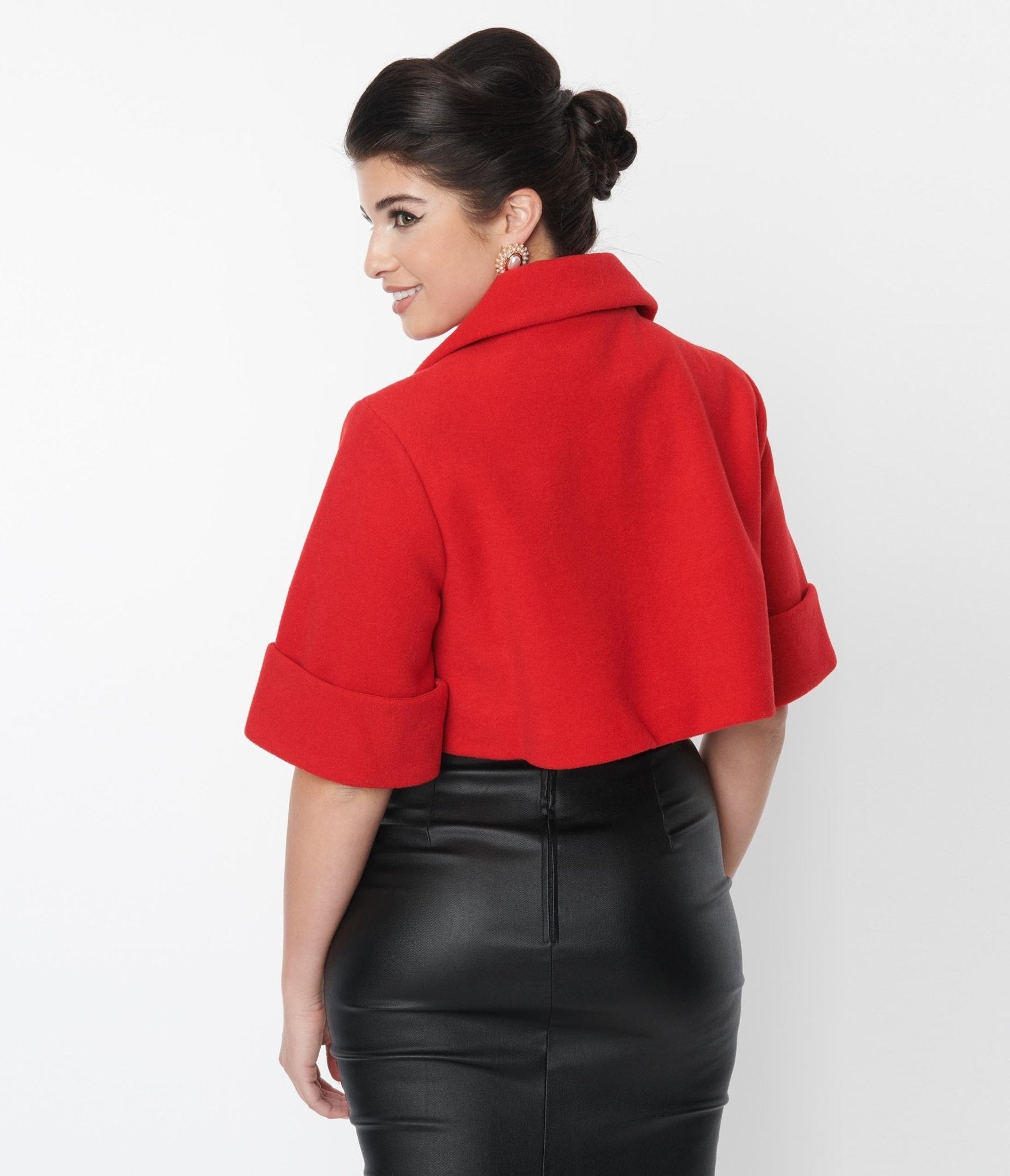 Red Crop Jacket - Unique Vintage - Womens, TOPS, OUTERWEAR