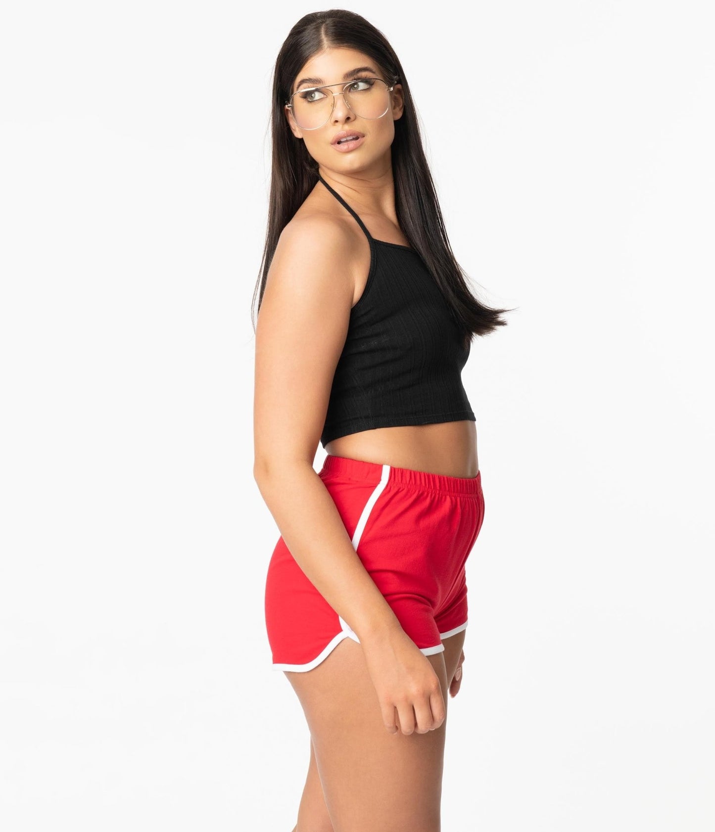 Red Dolphin Shorts - Unique Vintage - Womens, BOTTOMS, SHORTS