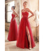 Cinderella Divine  Red Foliage Applique Corset Tulle Gown