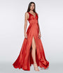 Cinderella Divine  Red Glamour Satin A-Line Bridesmaid Dress