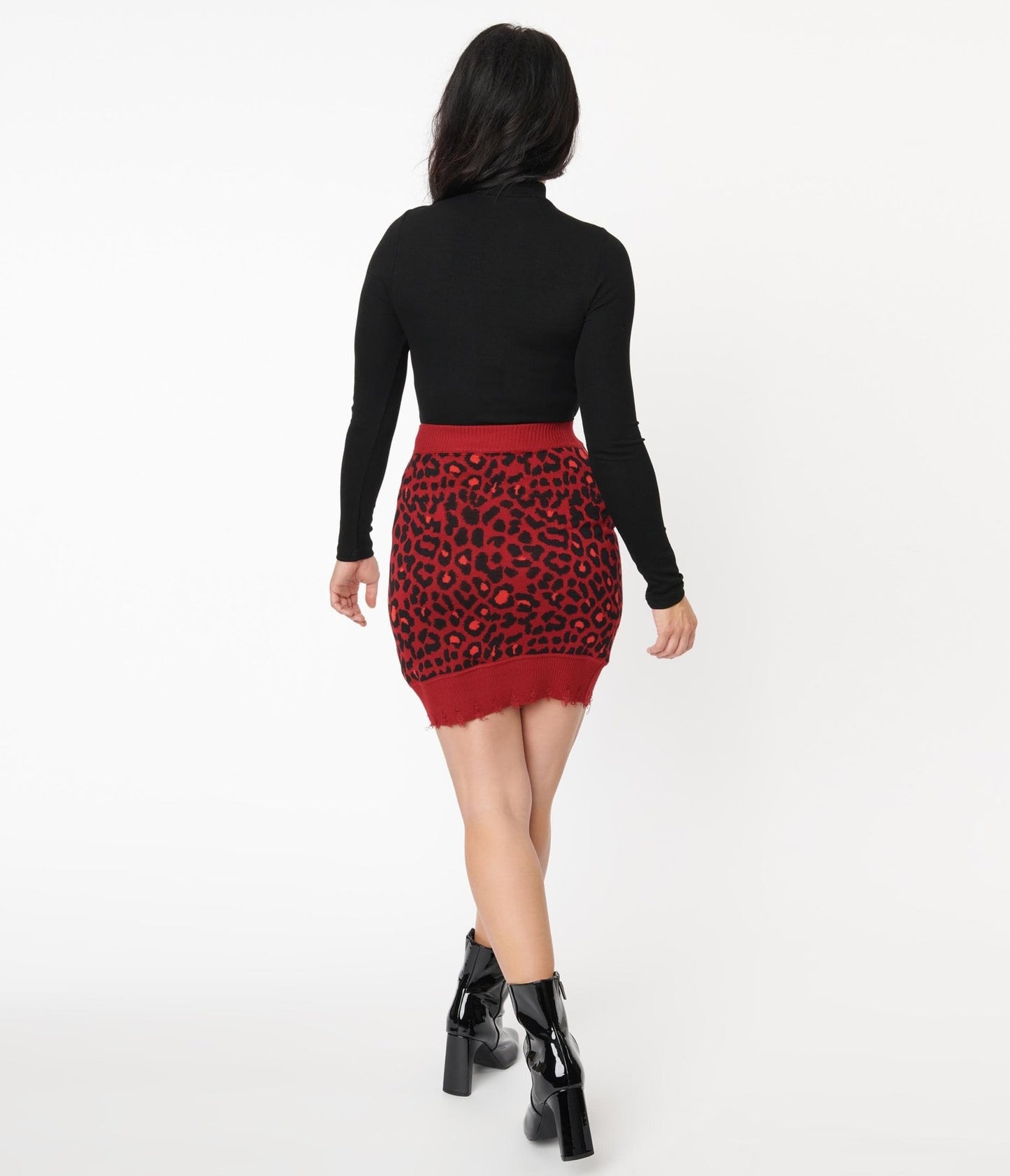 Red Leopard Print Mini Skirt - Unique Vintage - Womens, BOTTOMS, SKIRTS