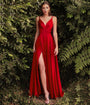 Cinderella Divine  Red Liquid Satin Prom Dress