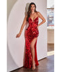 Cinderella Divine  Red Pailllette Sequin Sheath Evening Gown