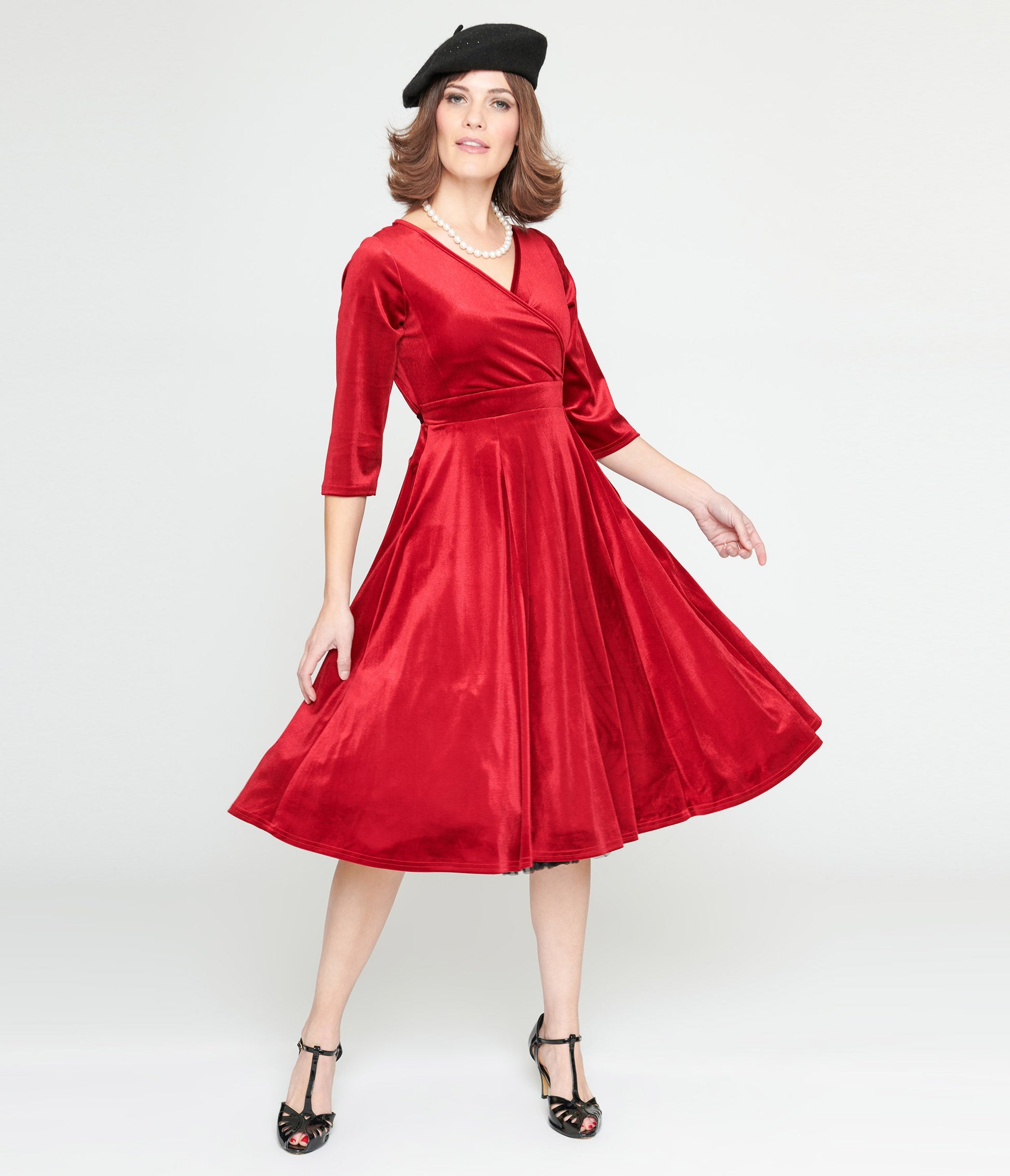 Red Velvet Lyra Fit & Flare Dress – Unique Vintage