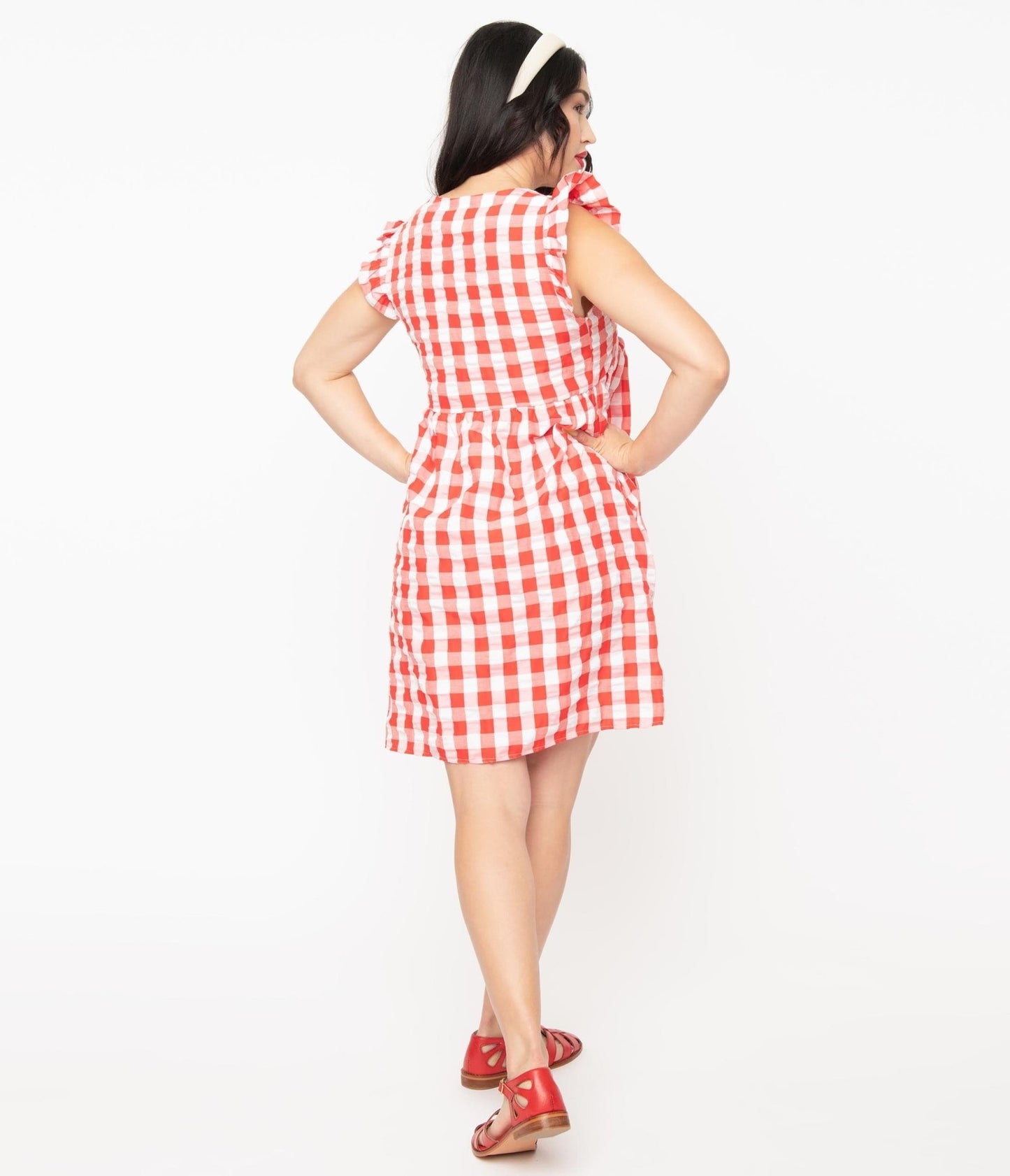Red & White Gingham Summer Dress - Unique Vintage - Womens, DRESSES, SHIFTS