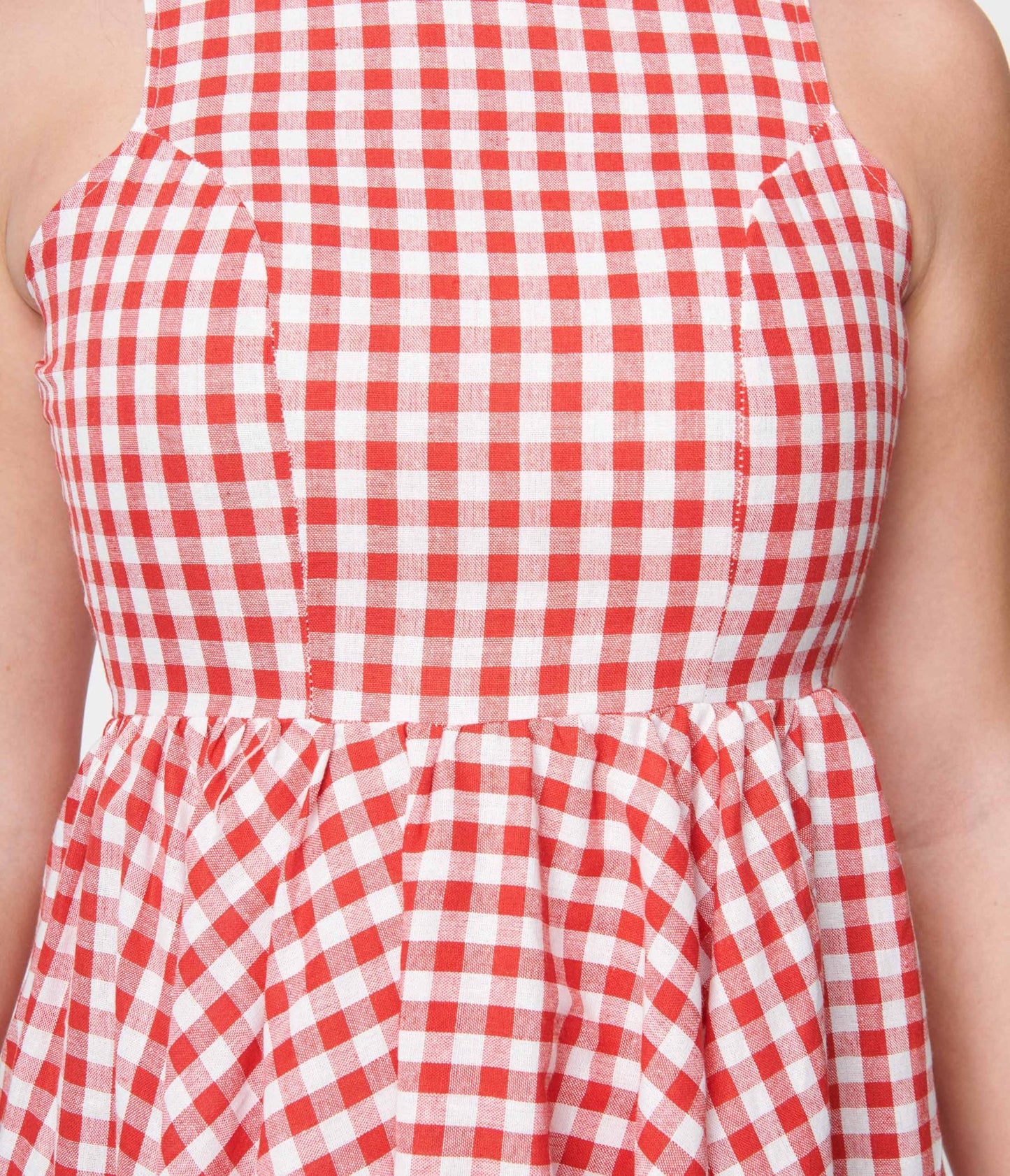 Red & White Gingham Swing Dress - Unique Vintage - Womens, DRESSES, SWING