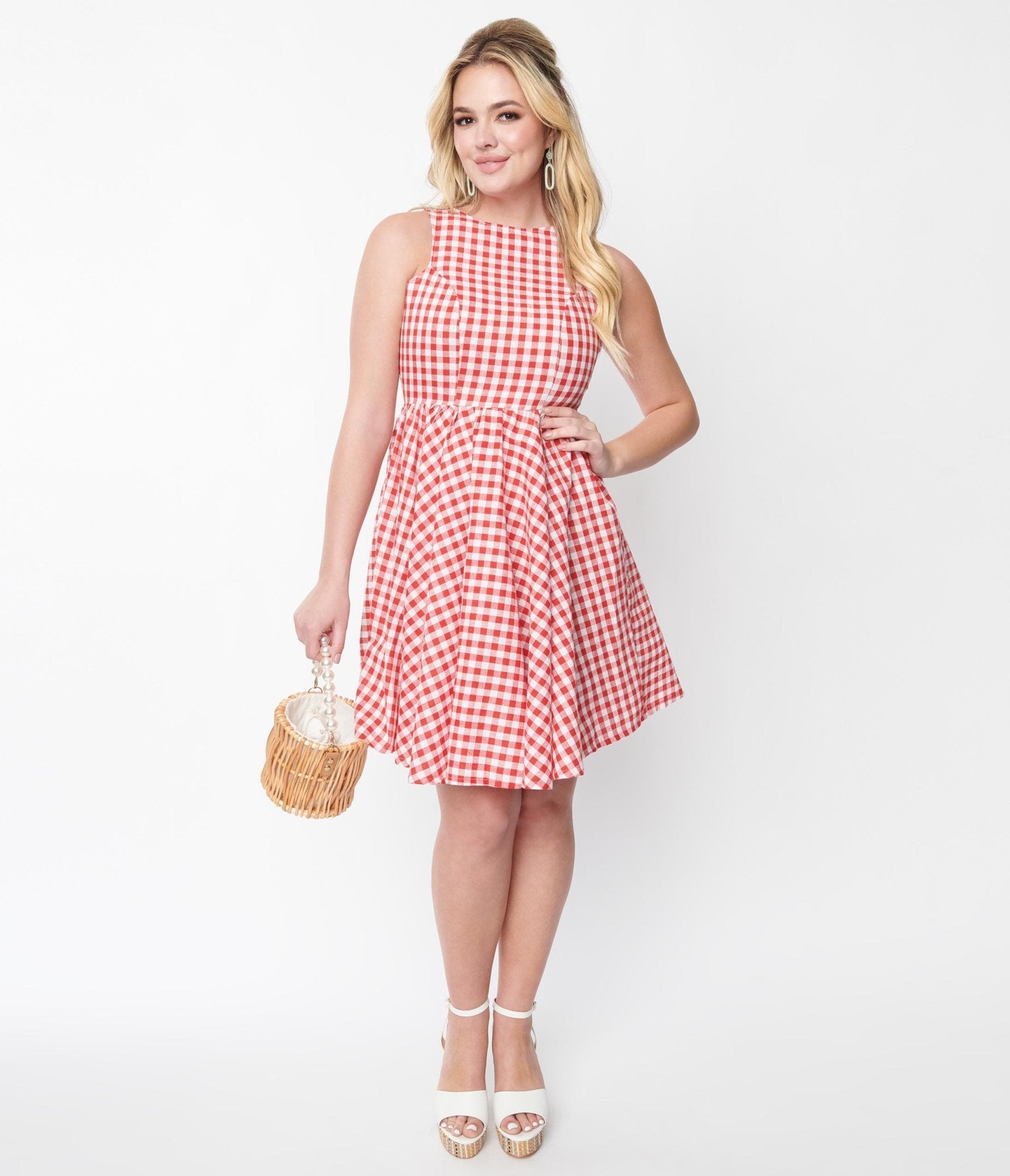 Gingham Retro Outfit For Chubby Roman Retro Gingham Puff Dress