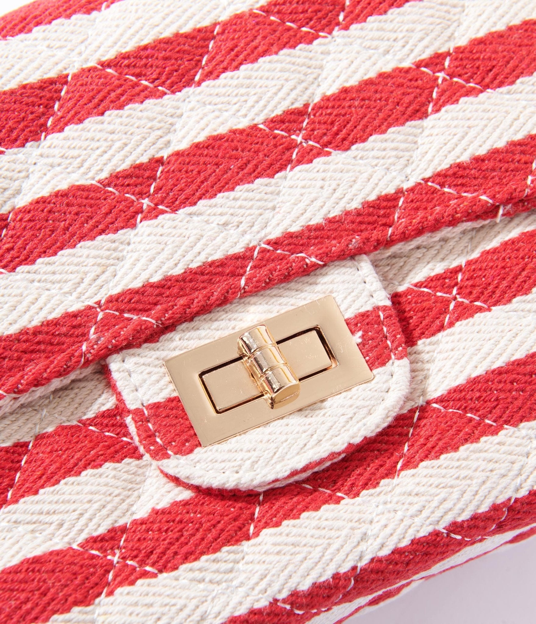Red & White Striped Handbag - Unique Vintage - Womens, ACCESSORIES, HANDBAGS