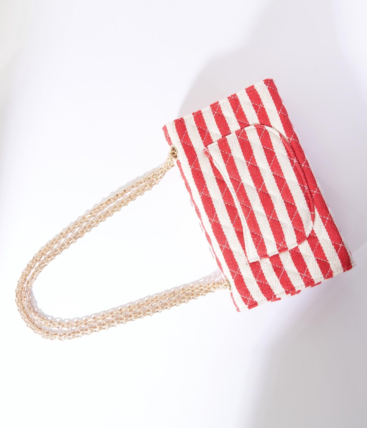 Red & White Striped Handbag - Unique Vintage - Womens, ACCESSORIES, HANDBAGS