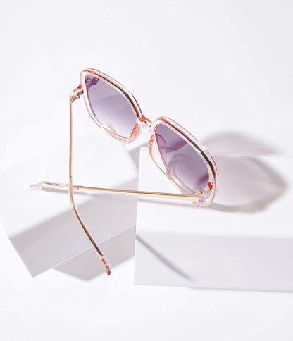Retro Light Pink Square Sunglasses - Unique Vintage - Womens, ACCESSORIES, SUNGLASSES