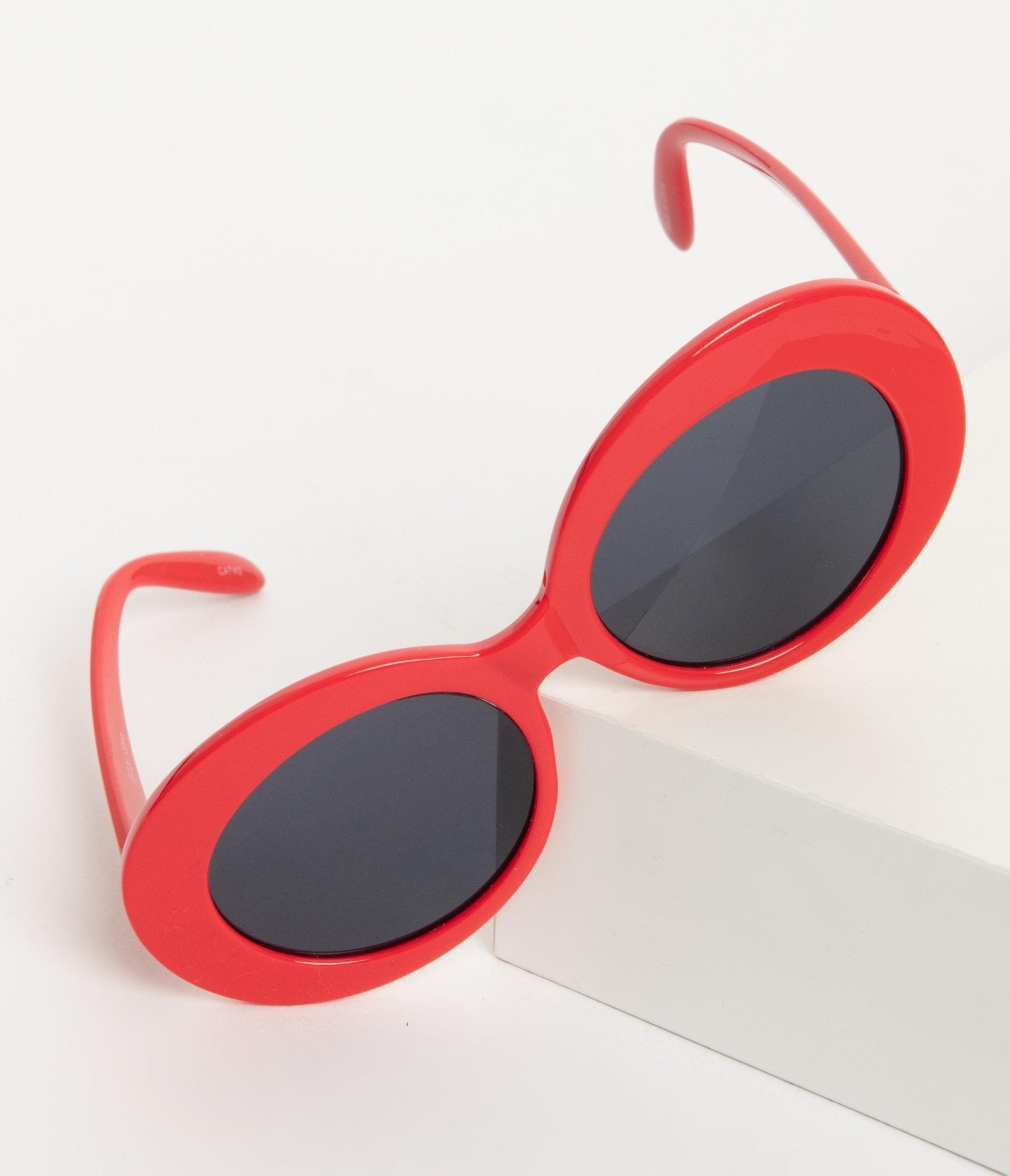 Retro Style Red Oval Sunglasses - Unique Vintage - Womens, ACCESSORIES, SUNGLASSES