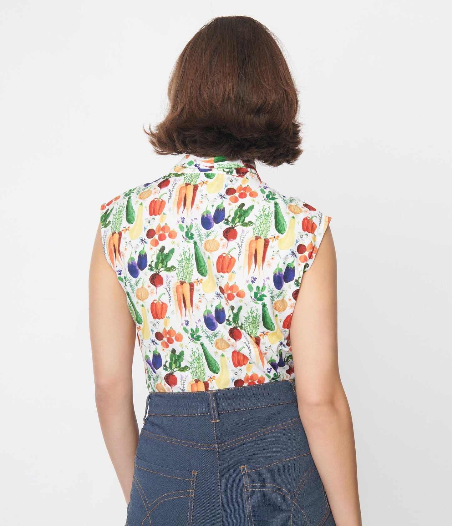 Retrolicious White Farm To Table Bow Top - Unique Vintage - Womens, TOPS, WOVEN TOPS