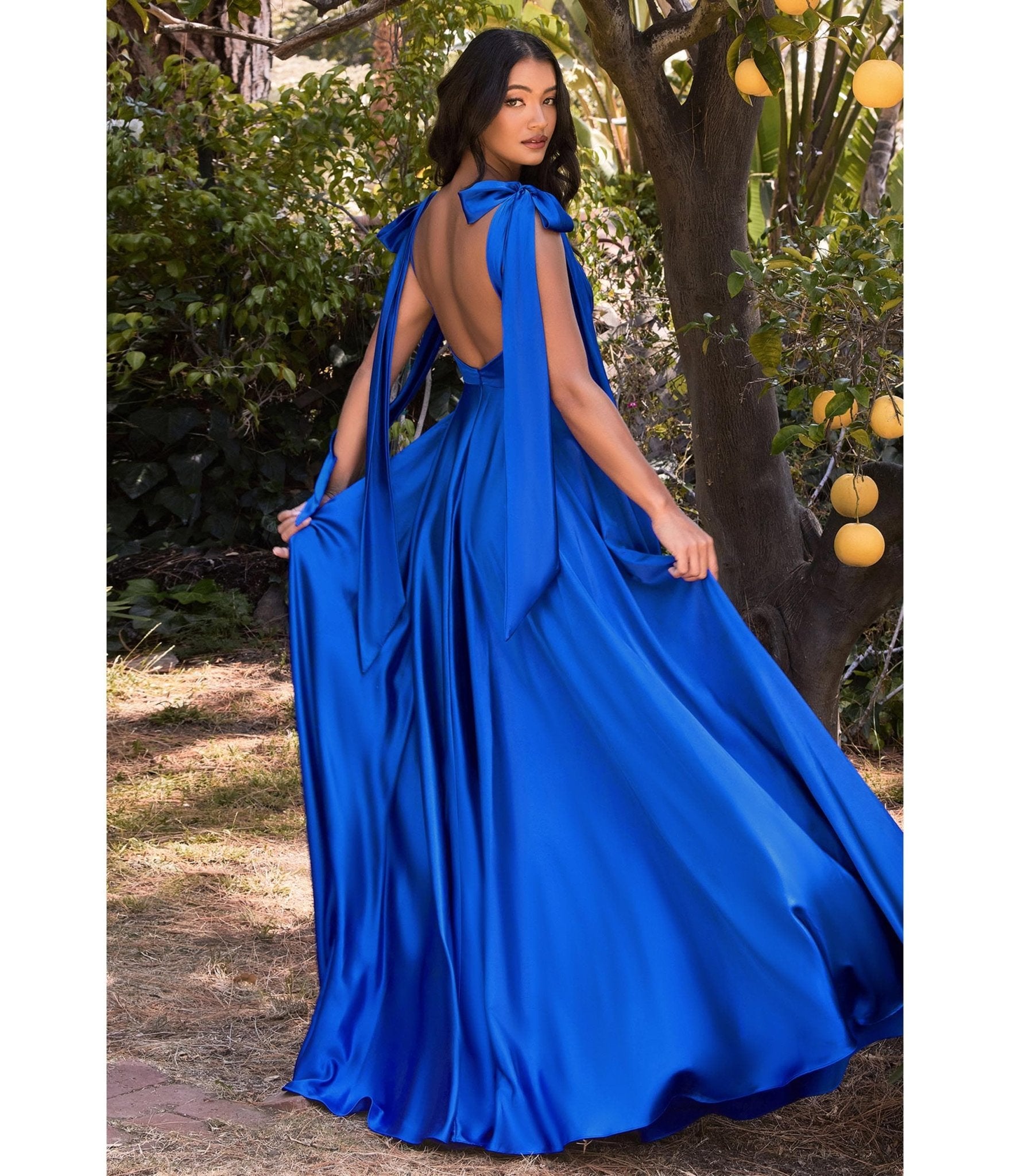Blue A-Line Satin Long Prom Dresses, Blue Satin Formal Evening Dress –  shopluu