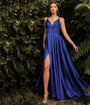 Cinderella Divine  Royal Blue Liquid Satin Prom Dress