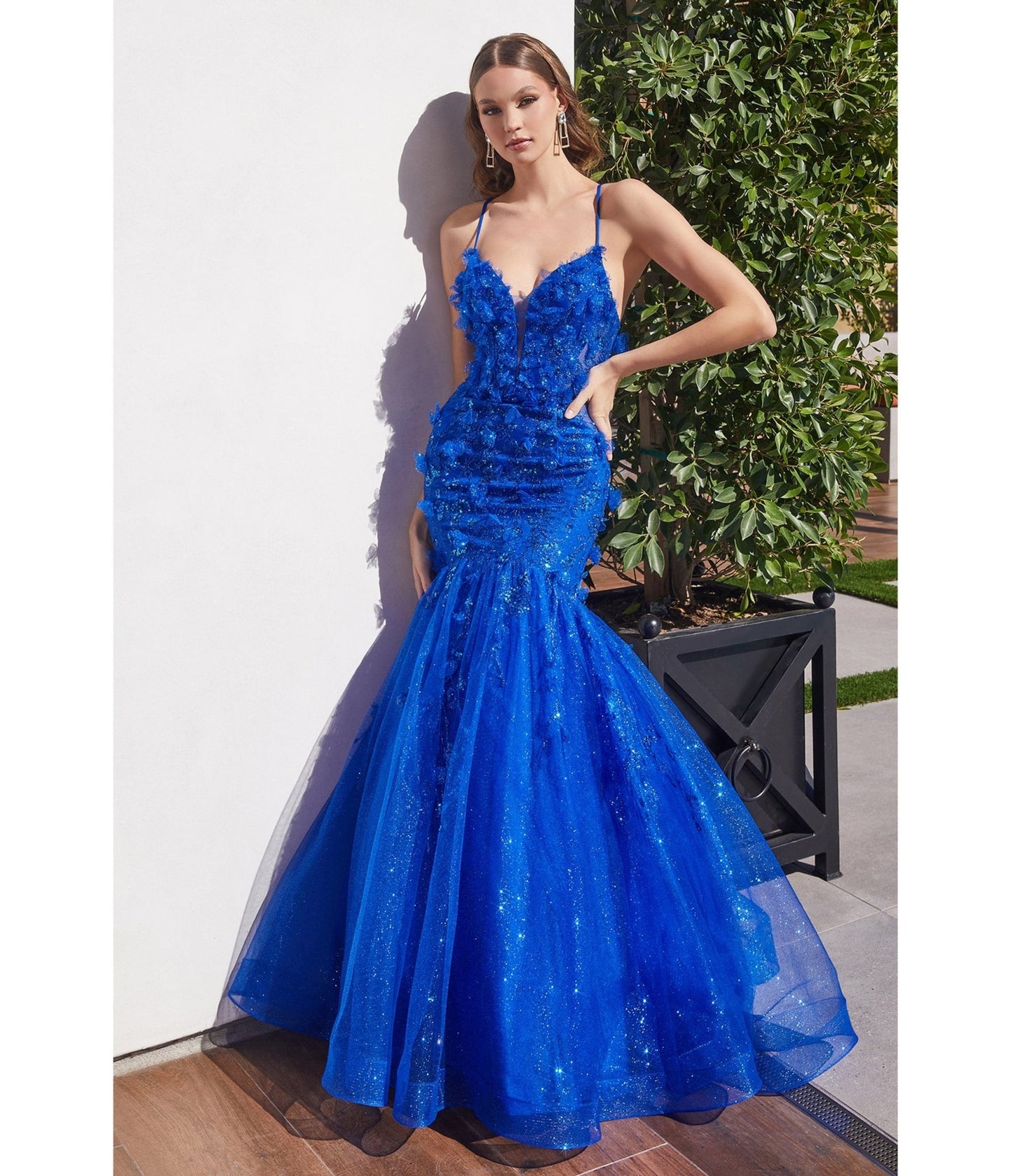 Royal Blue Magical Mermaid Floral Bridesmaid Gown - Unique Vintage - Womens, DRESSES, PROM AND SPECIAL OCCASION