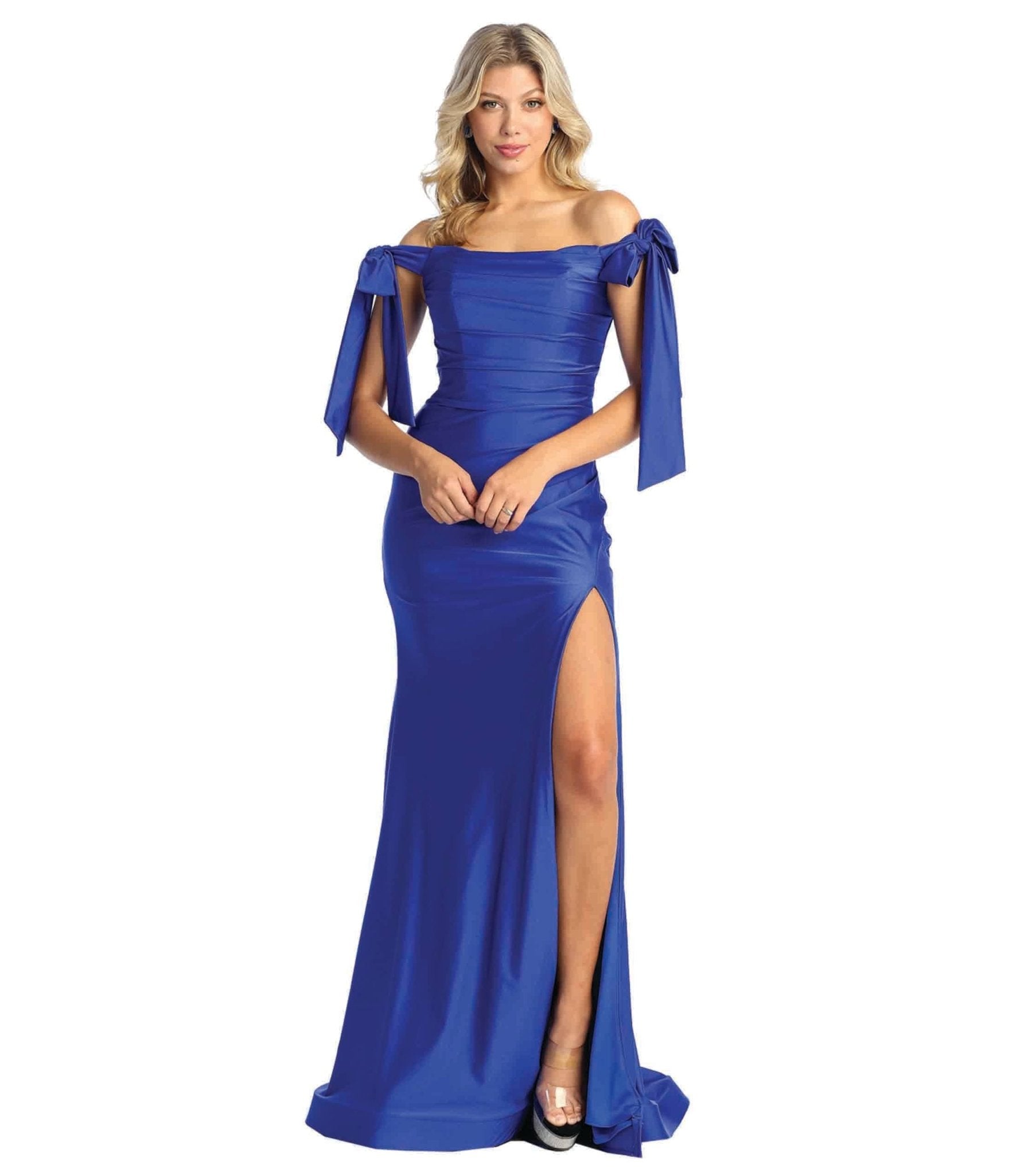 Royal Blue Off The Shoulder Prom Dress - Unique Vintage - Womens, DRESSES, PROM AND SPECIAL OCCASION