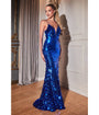 Cinderella Divine  Royal Blue Pailllette Sequin Sheath Evening Gown