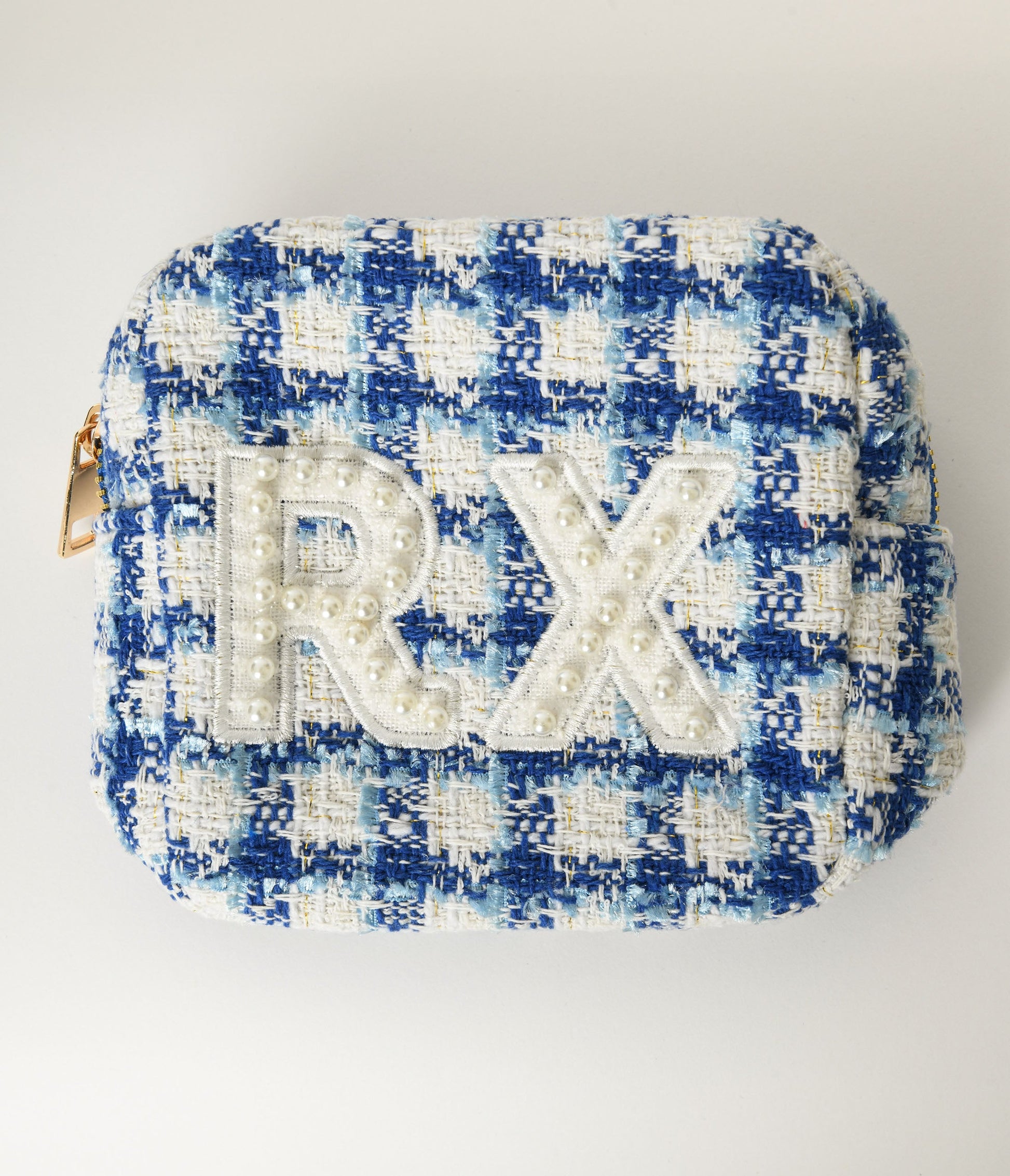 Royal Blue Plaid Mini Rx Travel Bag - Unique Vintage - Womens, ACCESSORIES, GIFTS/HOME