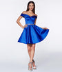 Cinderella Divine  Royal Blue Satin Flare Prom Dress