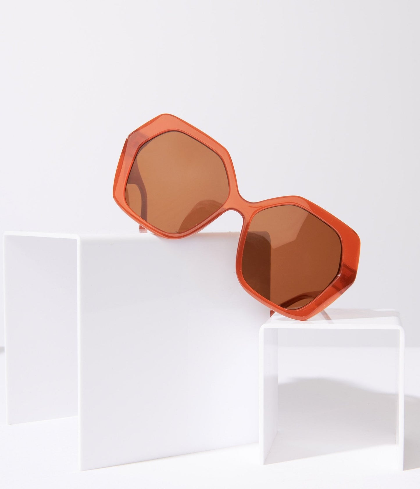 Rust & Brown Tint Geometric Sunglasses - Unique Vintage - Womens, ACCESSORIES, SUNGLASSES