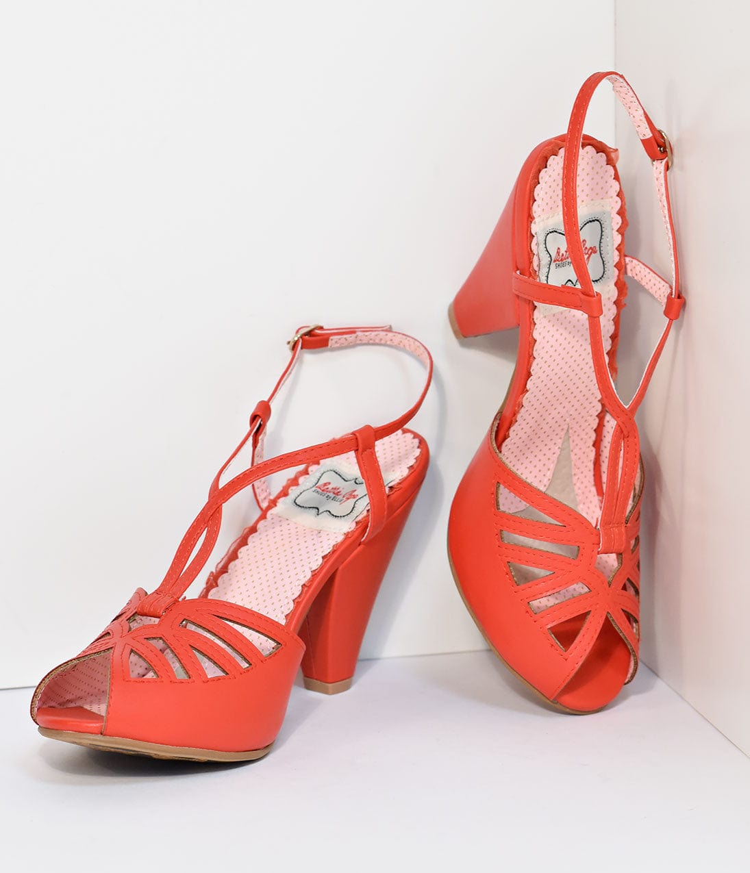 Bettie Page Red Slingback Cut-Out Aria Heels