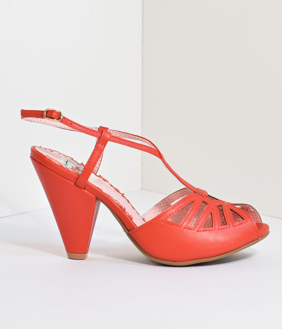 Bettie Page Red Slingback Cut-Out Aria Heels