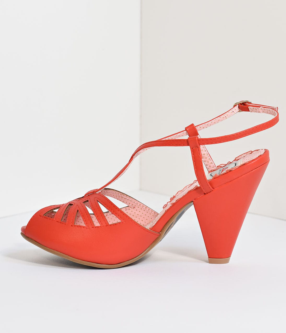 Bettie Page Red Slingback Cut-Out Aria Heels