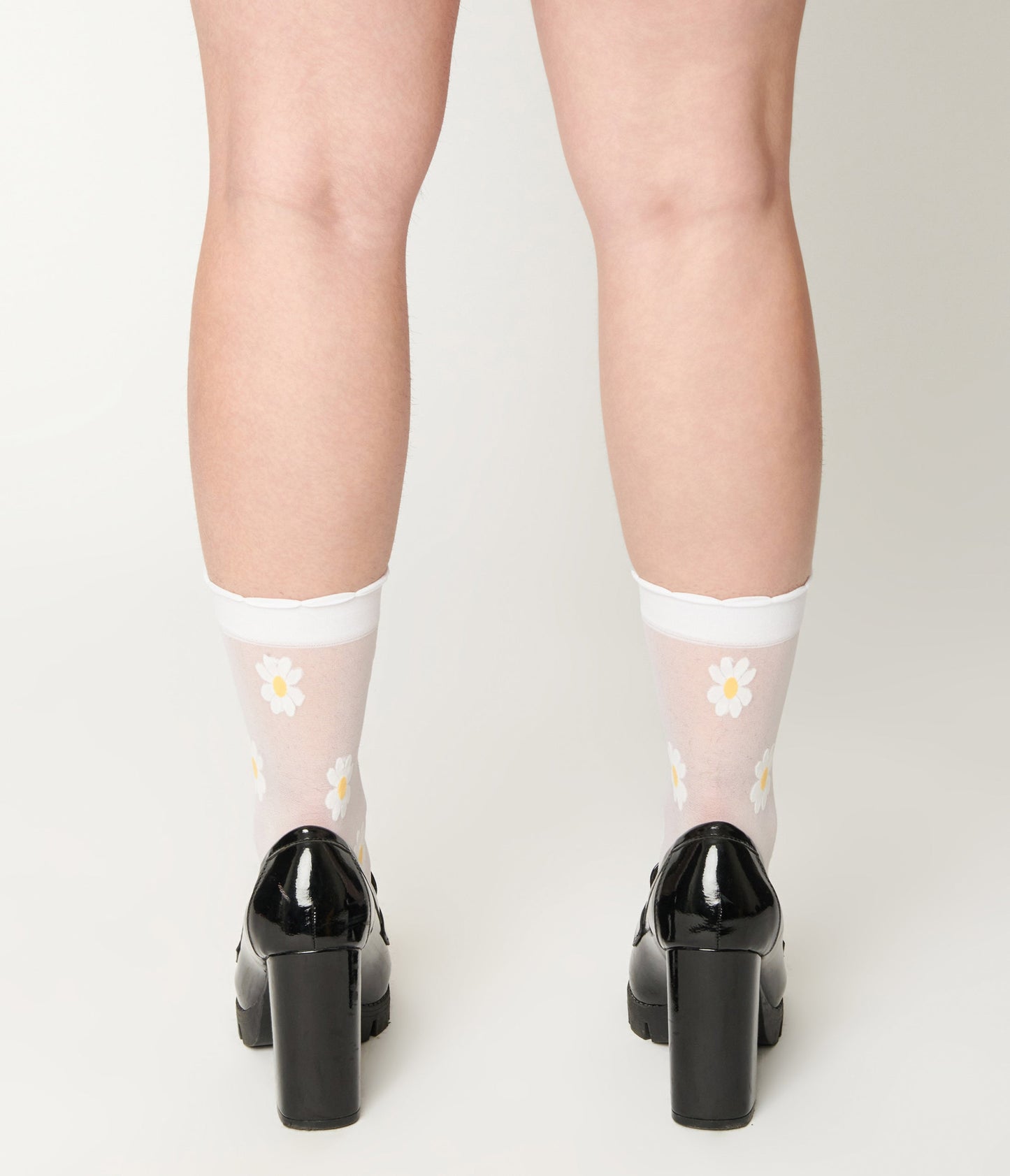 Sheer White Daisy Crew Socks - Unique Vintage - Womens, ACCESSORIES, HOSIERY