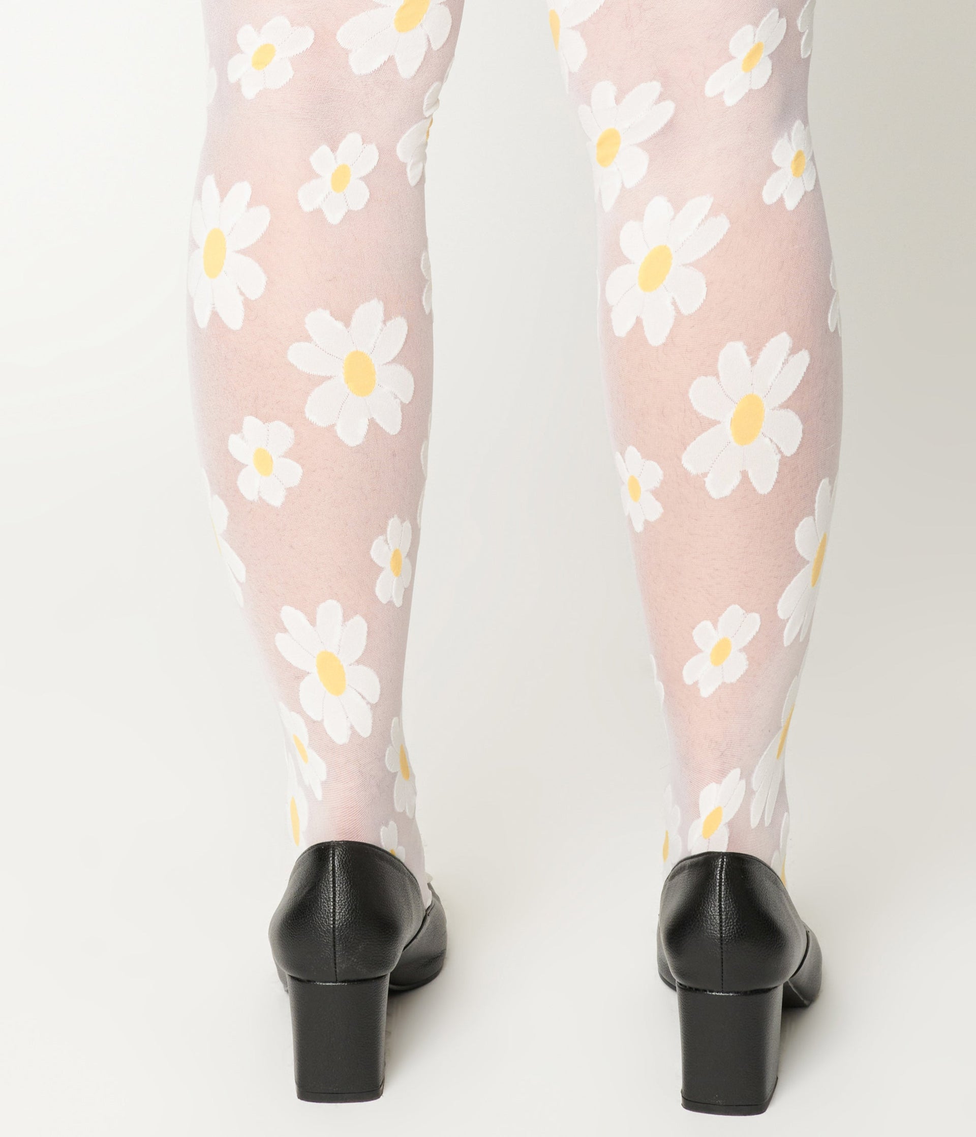 Sheer White Daisy Tights - Unique Vintage - Womens, ACCESSORIES, HOSIERY