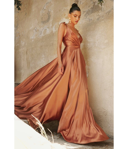Sienna Flowy Satin A-Line Bridesmaid Gown - Unique Vintage - Womens, DRESSES, PROM AND SPECIAL OCCASION