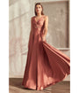 Cinderella Divine  Sienna Satin Ruched Knotted Keyhole Evening Gown