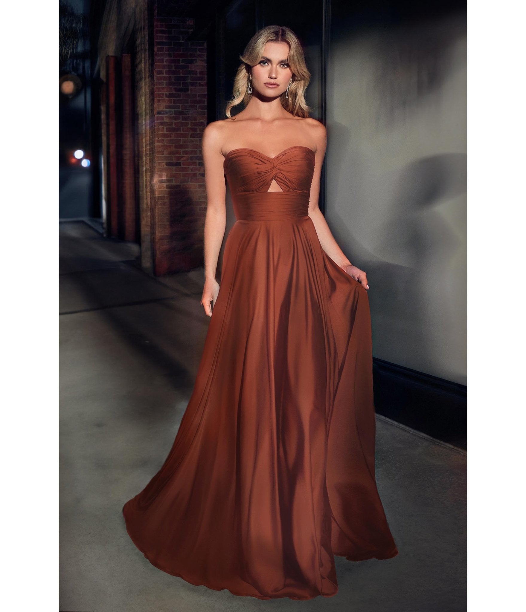 Sienna Satin Strapless Keyhole Evening Gown - Unique Vintage - Womens, DRESSES, PROM AND SPECIAL OCCASION