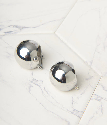 Silver Ball Stud Earrings - Unique Vintage - Womens, ACCESSORIES, JEWELRY