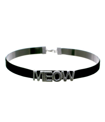 Silver & Black Meow Choker - Unique Vintage - Womens, ACCESSORIES, JEWELRY