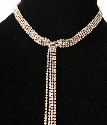 Silver & Gold Rhinestone Necklace - Unique Vintage - Womens, ACCESSORIES, JEWELRY
