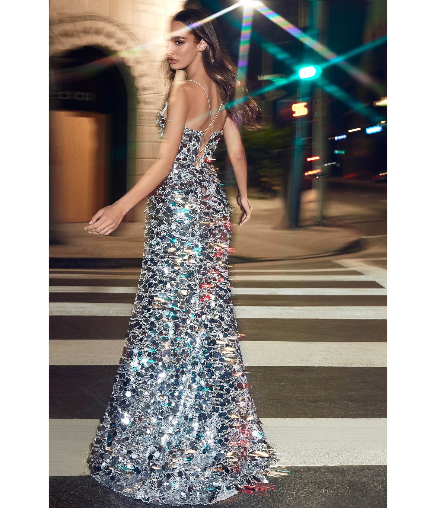 Silver Pailllette Sequin Sheath Evening Gown - Unique Vintage - Womens, DRESSES, PROM AND SPECIAL OCCASION