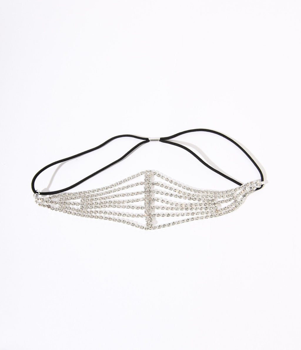 Silver Rhinestone Multitiered Headband - Unique Vintage - Womens, ACCESSORIES, HAIR