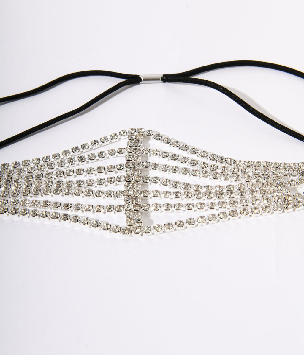Silver Rhinestone Multitiered Headband - Unique Vintage - Womens, ACCESSORIES, HAIR