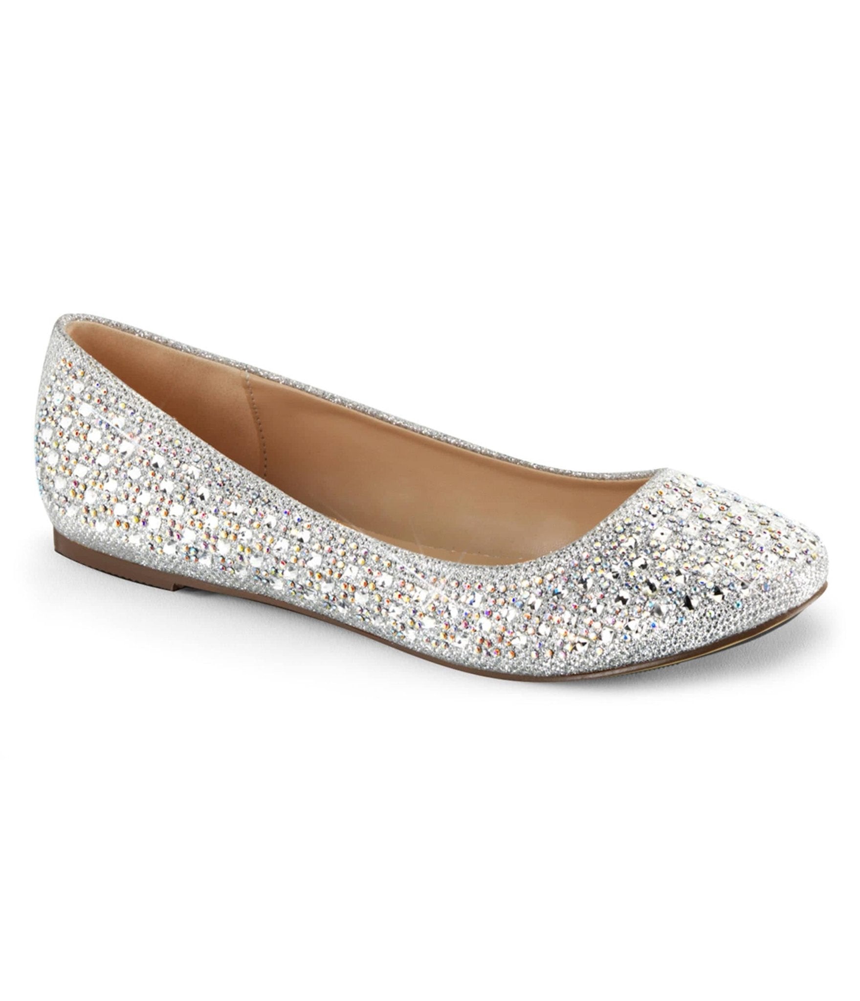 Silver Rhinestone Round Toe Flats - Unique Vintage - Womens, SHOES, FLATS