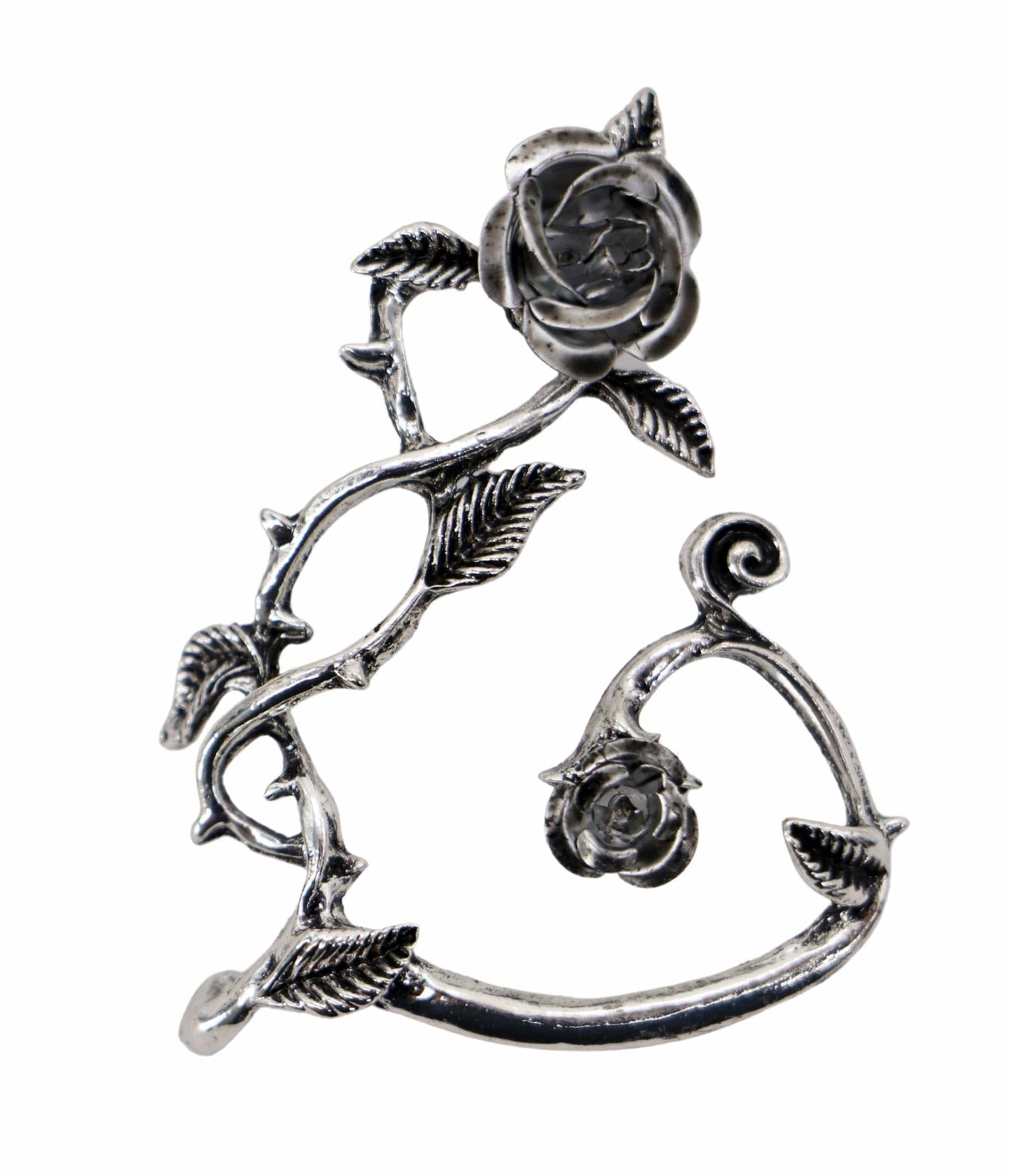 Silver Rose Thorn Ear Cuff - Unique Vintage - Womens, ACCESSORIES, JEWELRY