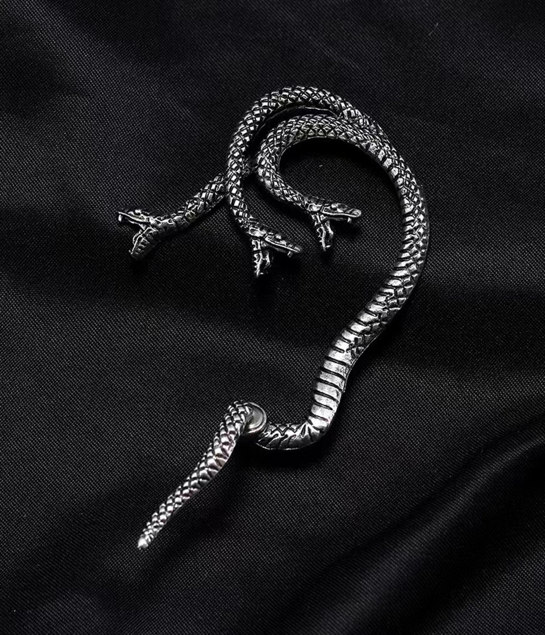 Silver Three Headed Snake Ear Cuff - Unique Vintage - Womens, ACCESSORIES, JEWELRY