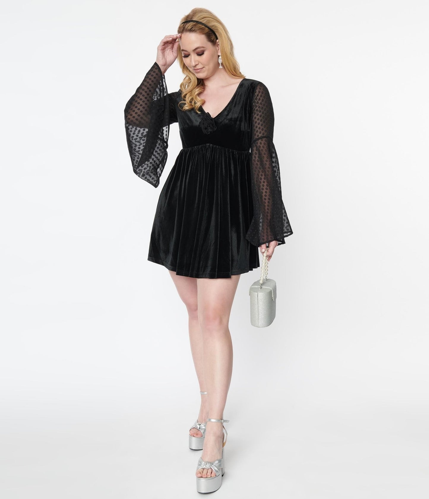 Smak Parlour Black & Clip Dot Aura Babydoll Dress - Unique Vintage - Womens, DRESSES, BABYDOLL