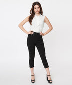 Smak Parlour Black Heart Pocket Smarty Pants Capris - Unique Vintage - Womens, BOTTOMS, CAPRI