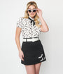 Smak Parlour Black & White Bat Embroidered Easy Does It Mini Skirt