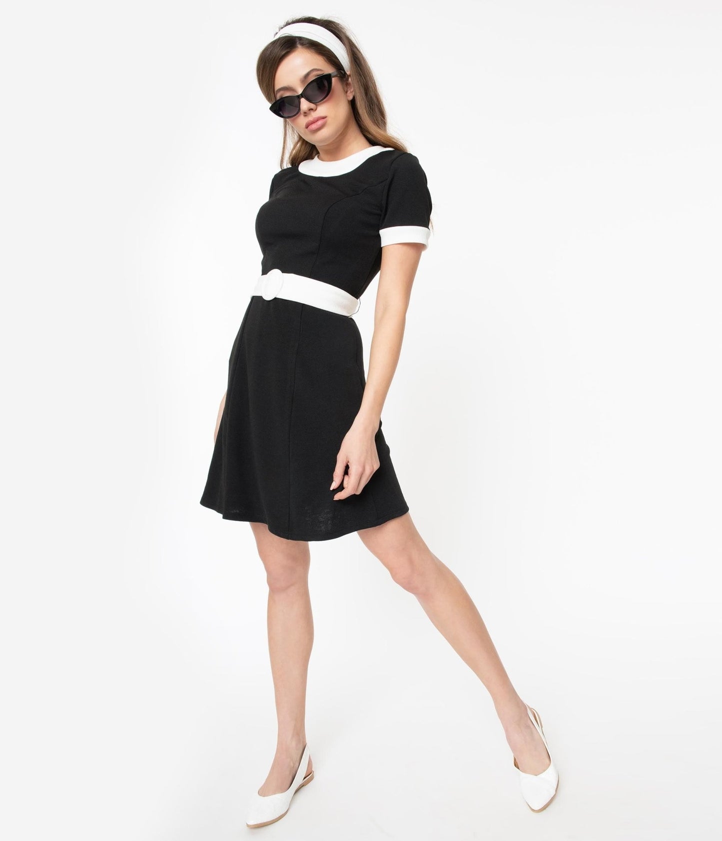 Smak Parlour Black & White Belted Show Stealer Dress - Unique Vintage - Womens, DRESSES, SHIFTS