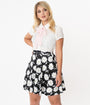 Smak Parlour 1960s Black & White Floral Daisy Sweet Talk Skirt