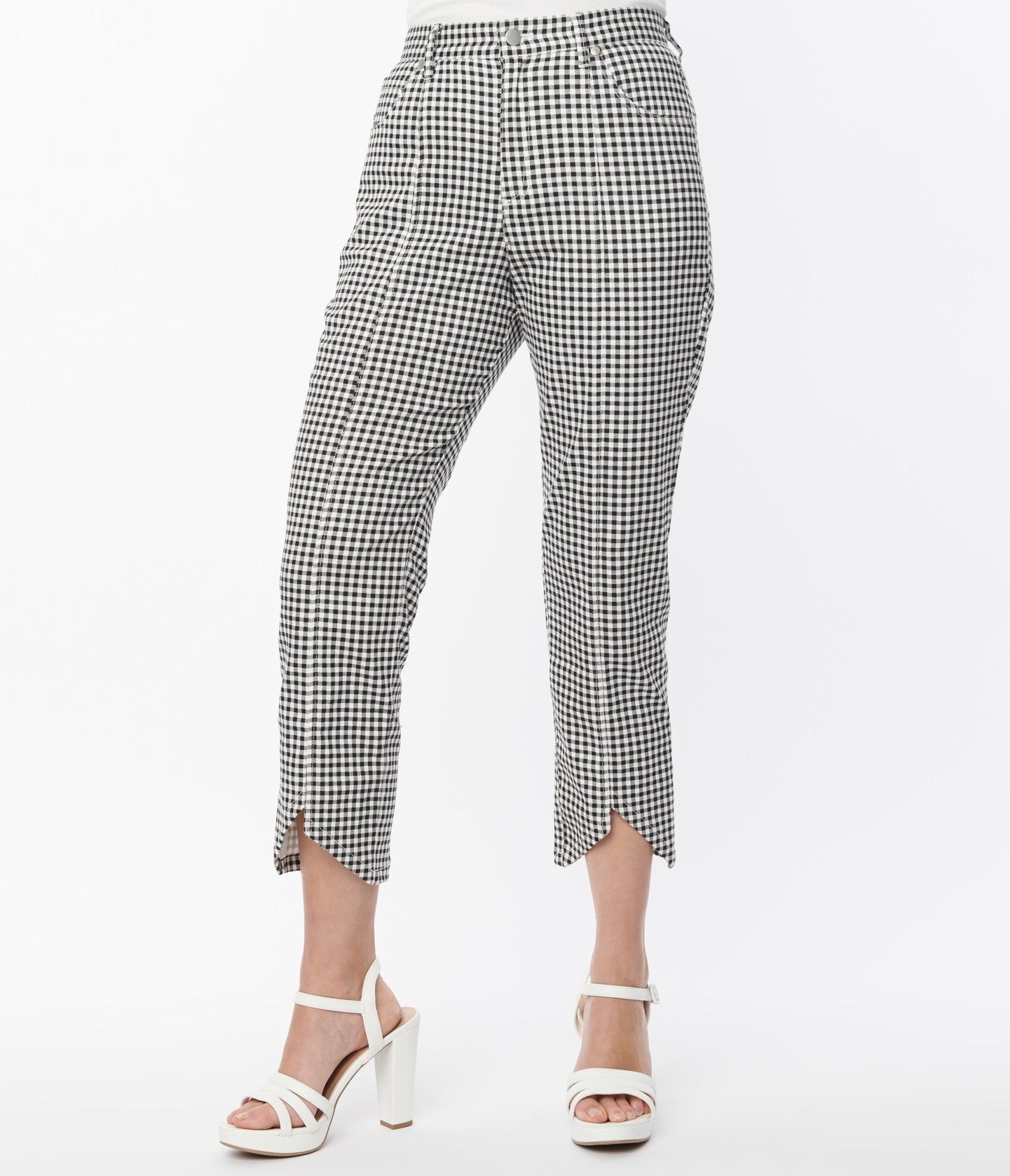 Smak Parlour Black & White Gingham High Rise Capri - Unique Vintage - Womens, BOTTOMS, CAPRI